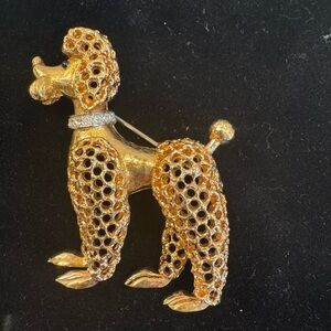 JOMAZ goldtone poodle brooch